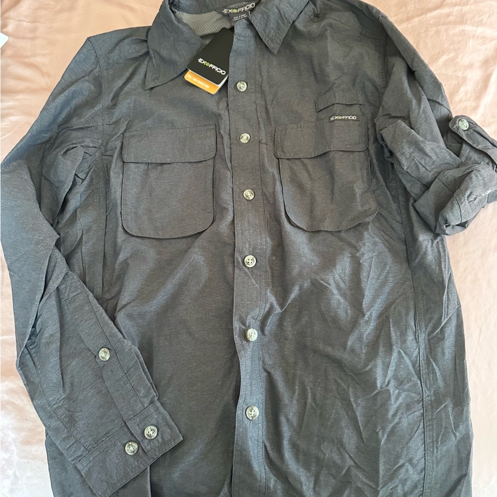 ExOfficio small men Air Strip shirt UPF grey new with tags
